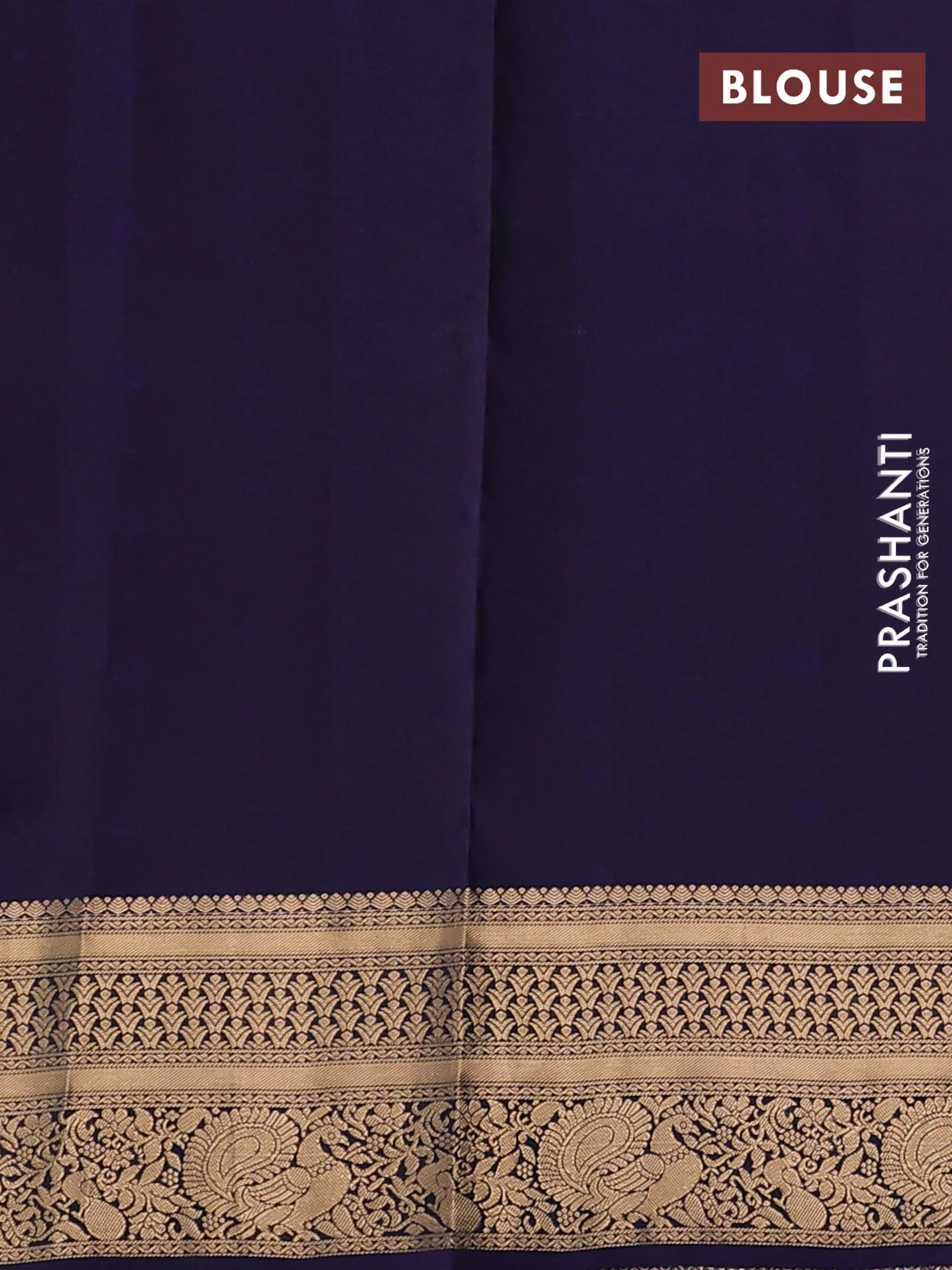 Pure soft silk saree rustic orange and navy blue with allover zari woven buttas and zari woven annam border - Image 3