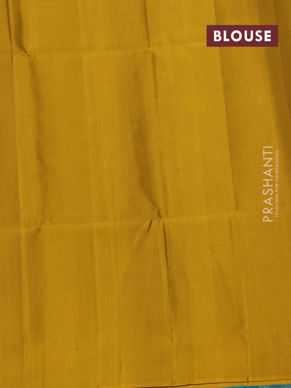 Pure soft silk saree teal blue and mustard yellow with silver zari woven buttas in borderless style - Image 4