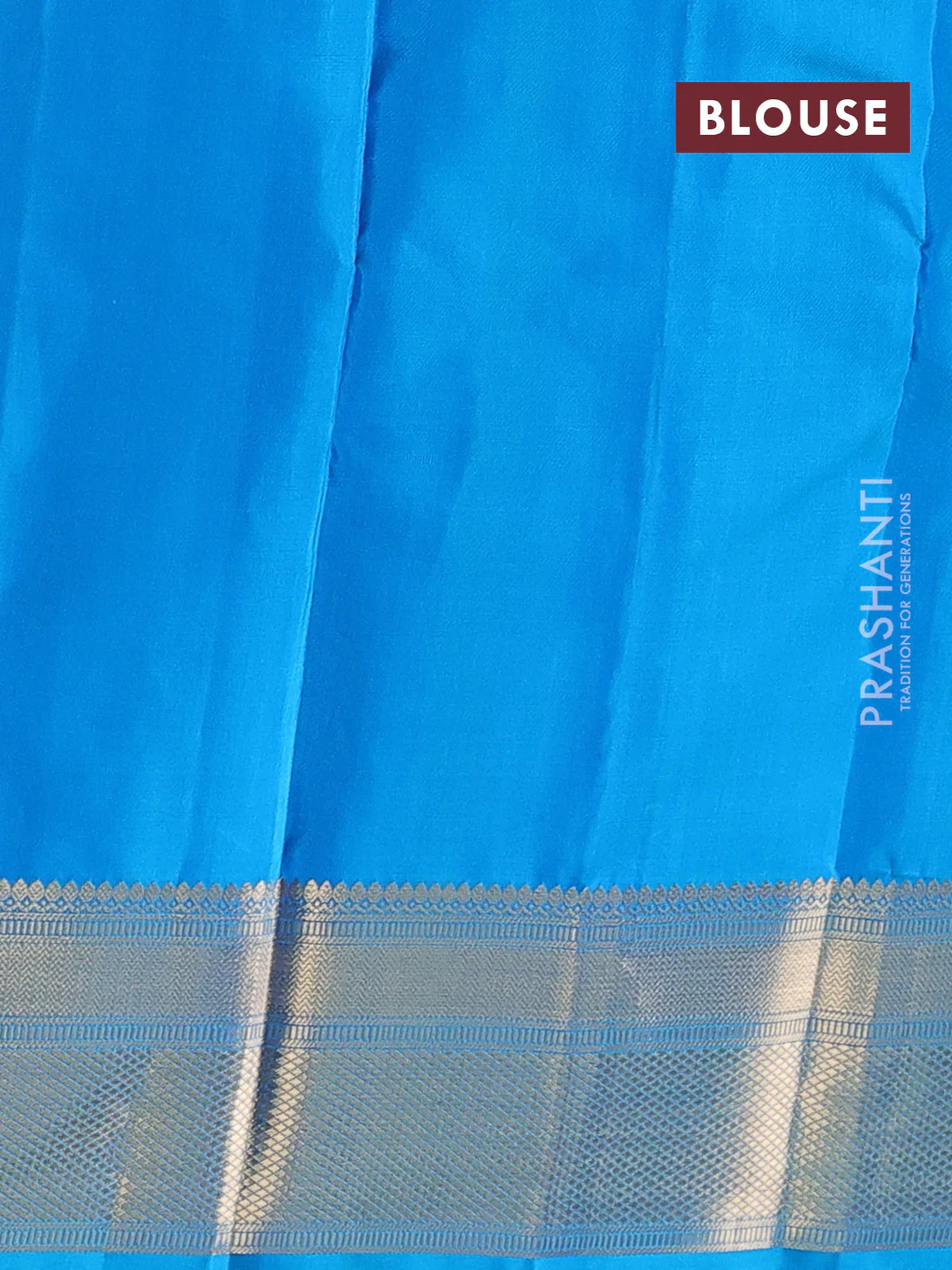 Pure soft silk saree teal blue with allover zari weaves & buttas and zari woven border - Image 4