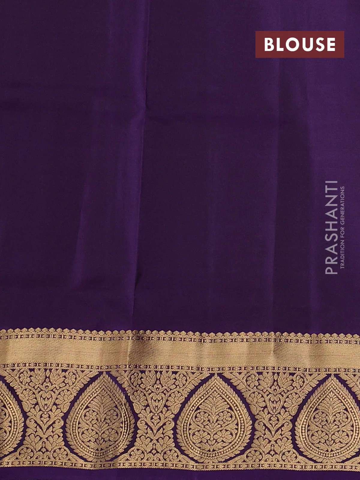 Pure soft silk saree teal green shade and purple with allover zari woven buttas and rich zari woven border - Image 3