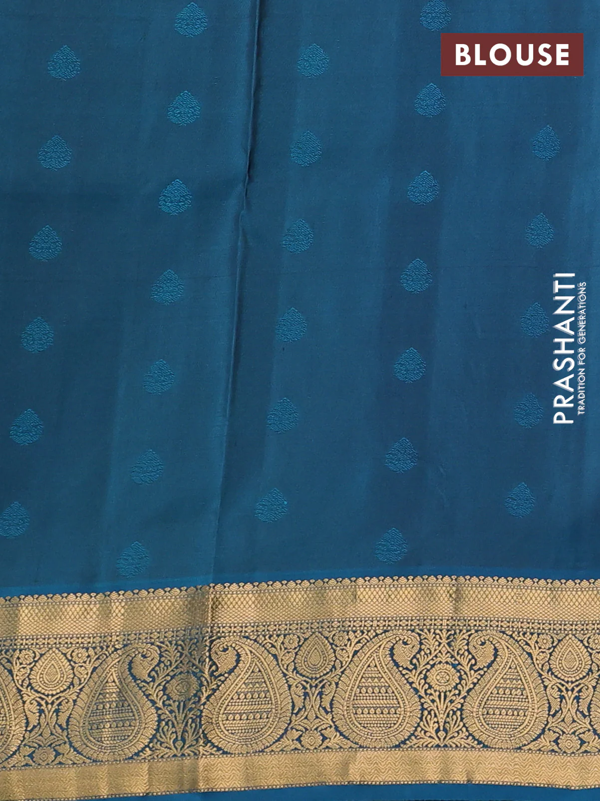 Pure soft silk saree violet and peacock blue with allover zari woven buttas and rich zari woven border - Image 3
