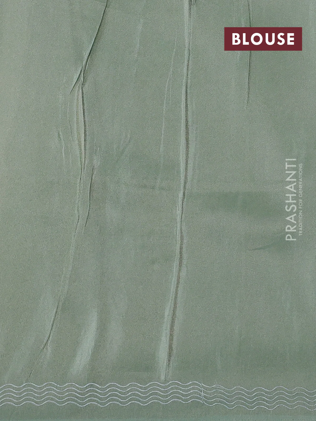 Pure tissue silk saree pastel green with allover floral embroidery work and simple embroidery border - Image 4