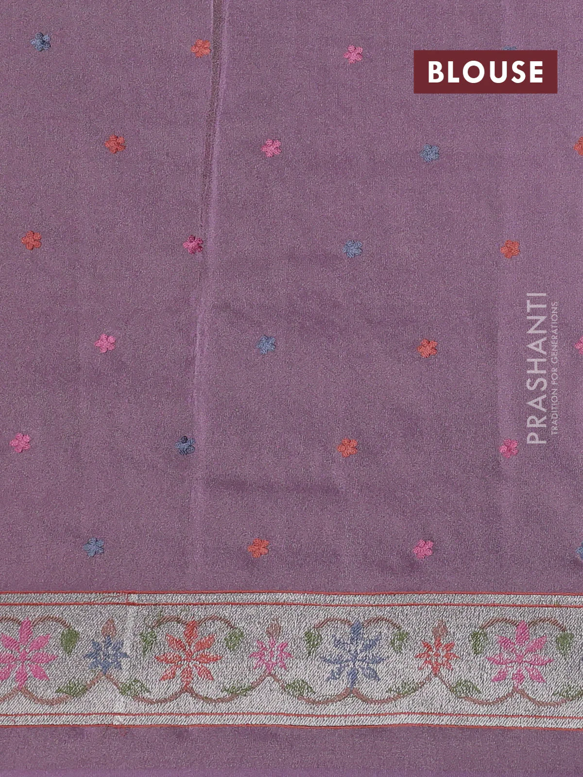 Pure tissue silk saree pastel lavender with allover pichwai embroidery work and embroidery border - Image 4