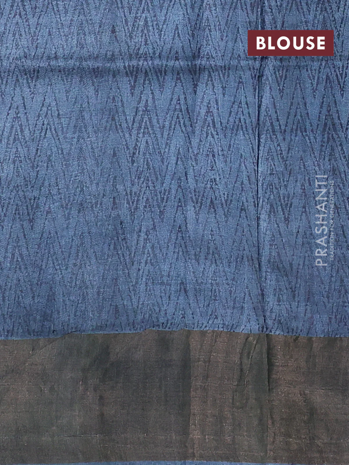 Pure tussar saree beige and grey with allover prints and zari woven border - Image 3