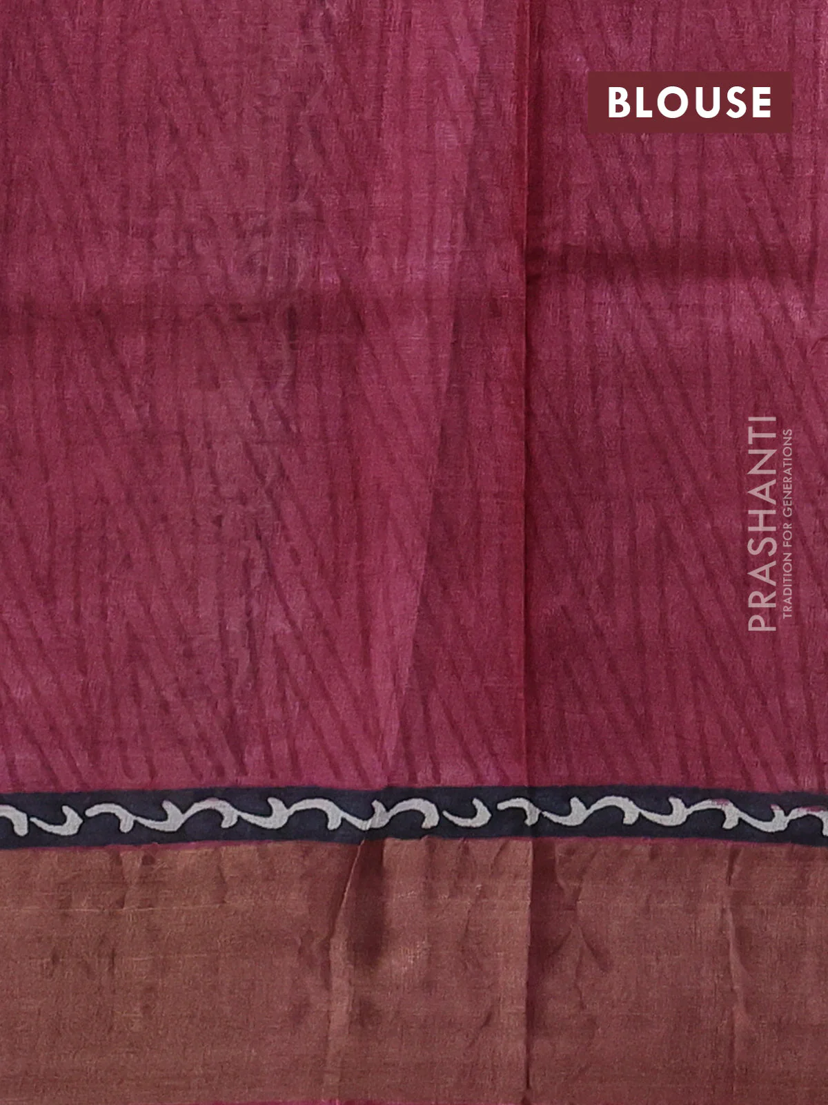 Pure tussar saree beige and maroon with allover ajrakh prints and zari woven border - Image 3