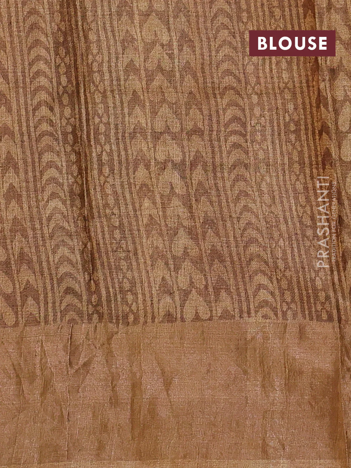 Pure tussar saree black and sandal with allover prints and zari woven border - Image 3