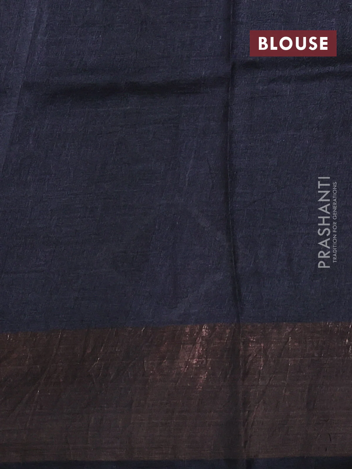 Pure tussar saree black with allover prints and zari woven border - Image 3