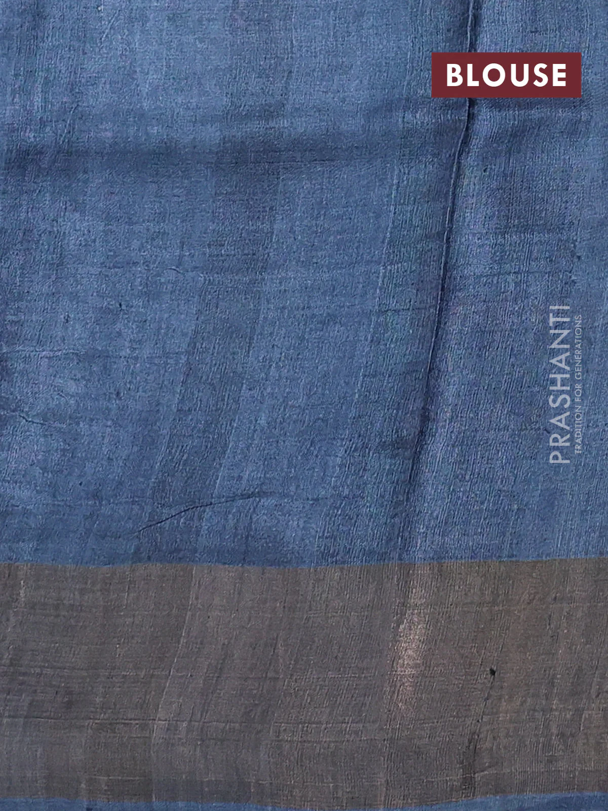 Pure tussar saree blue with allover prints and zari woven border - Image 3