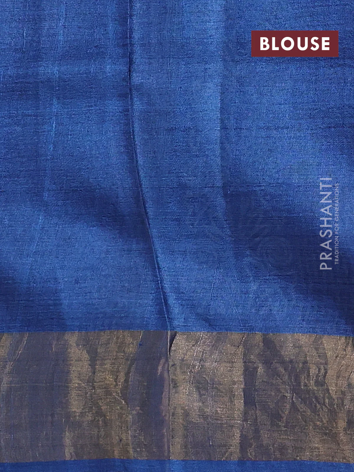 Pure tussar saree blue with allover prints and zari woven border - Image 3