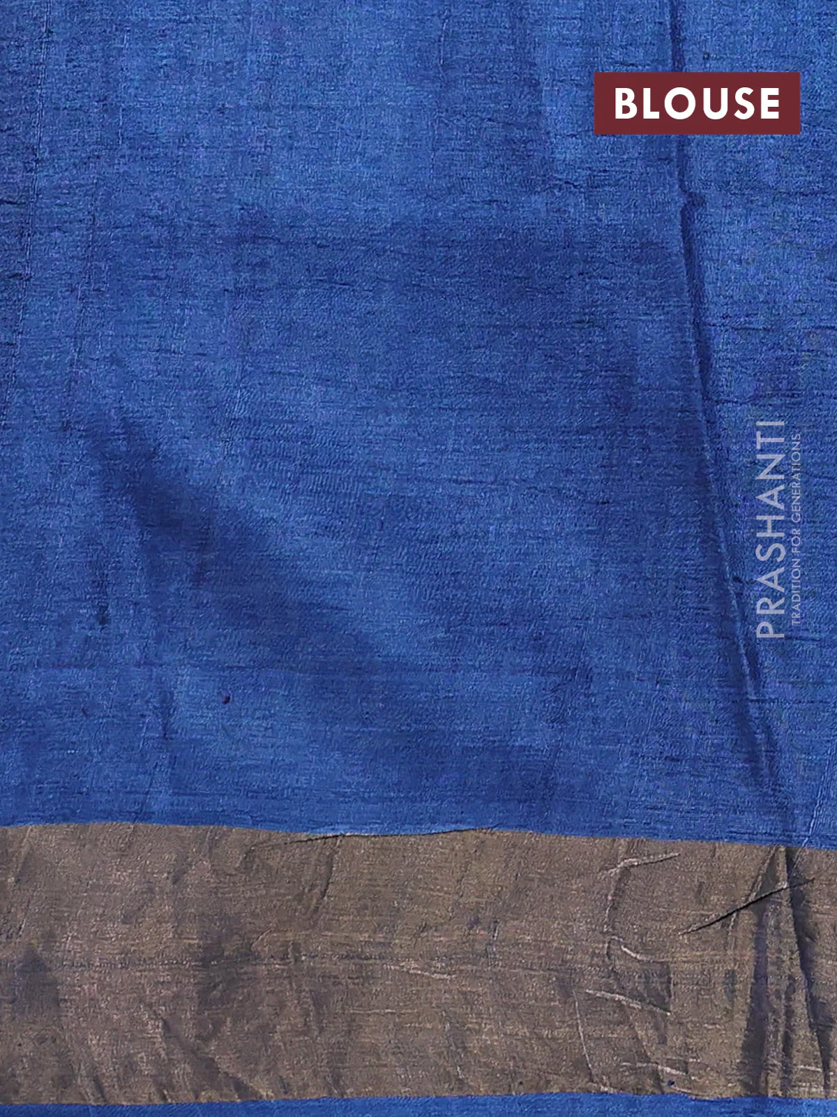 Pure tussar saree blue with allover shibori prints and zari woven border - Image 3