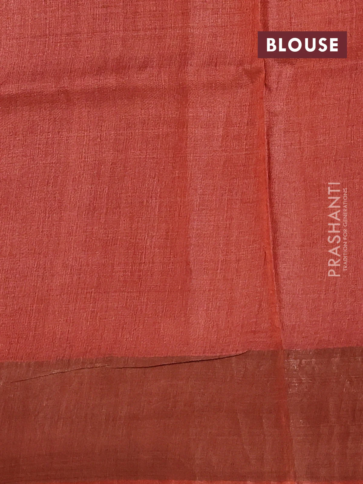 Pure tussar saree deep maroon and rustic orange with allover butta prints and zari woven border - Image 3