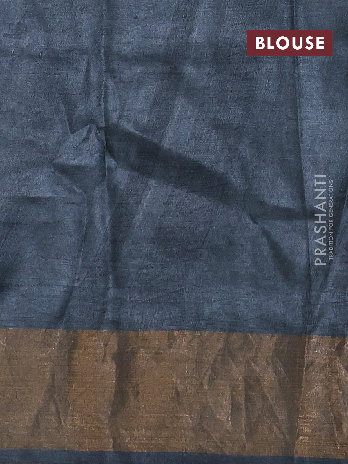 Pure tussar saree grey with allover prints and zari woven border - Image 3