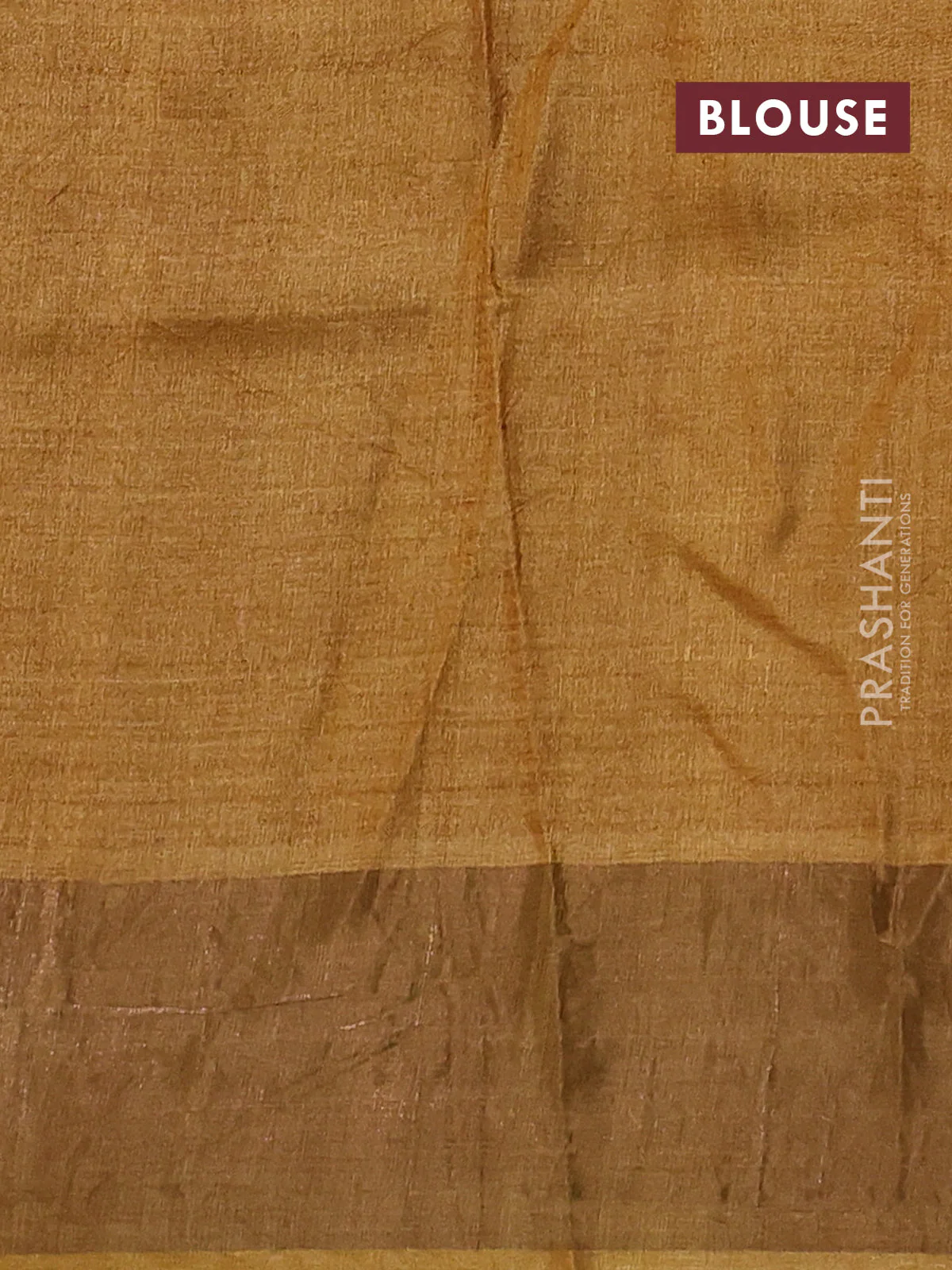 Pure tussar saree maroon and yellow with allover butta prints and zari woven border - Image 3