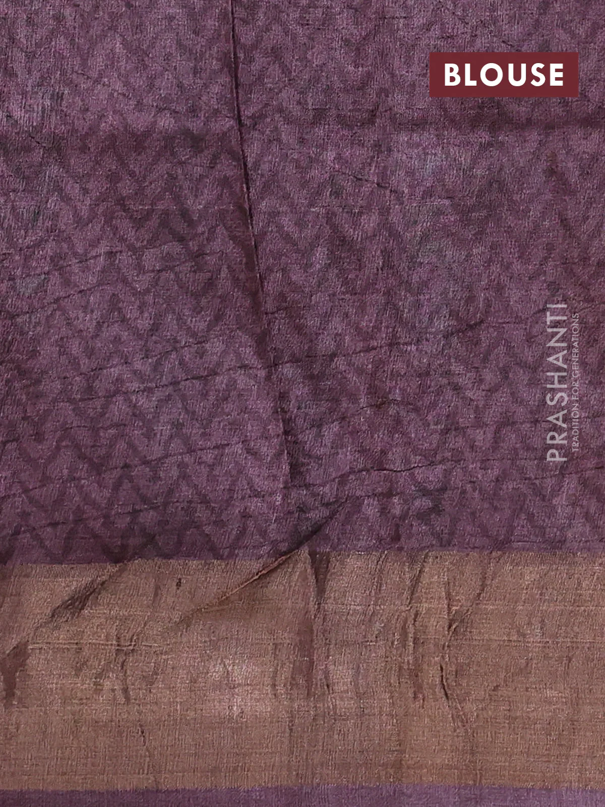 Pure tussar saree multi colour and pastel maroon with allover geomatric prints and zari woven border - Image 3