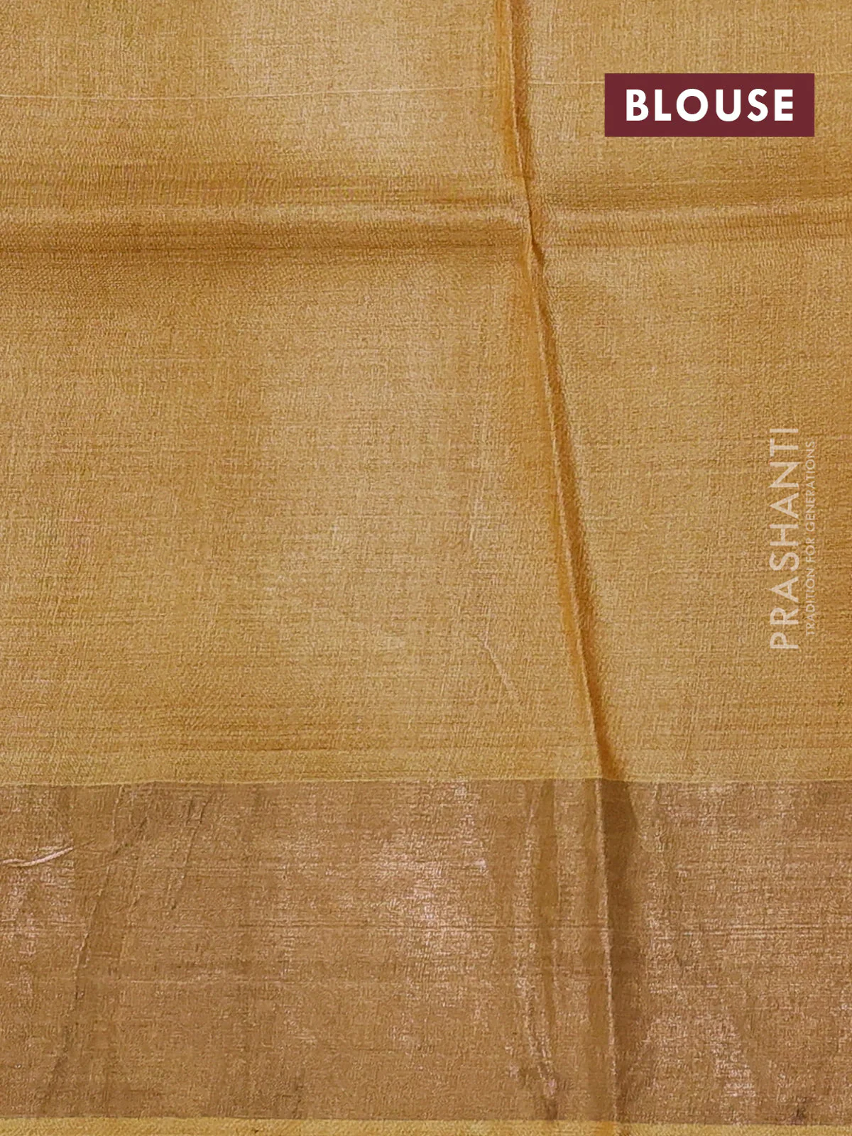 Pure tussar saree pastel brown and mustard yellow with allover floral prints and zari woven border - Image 3