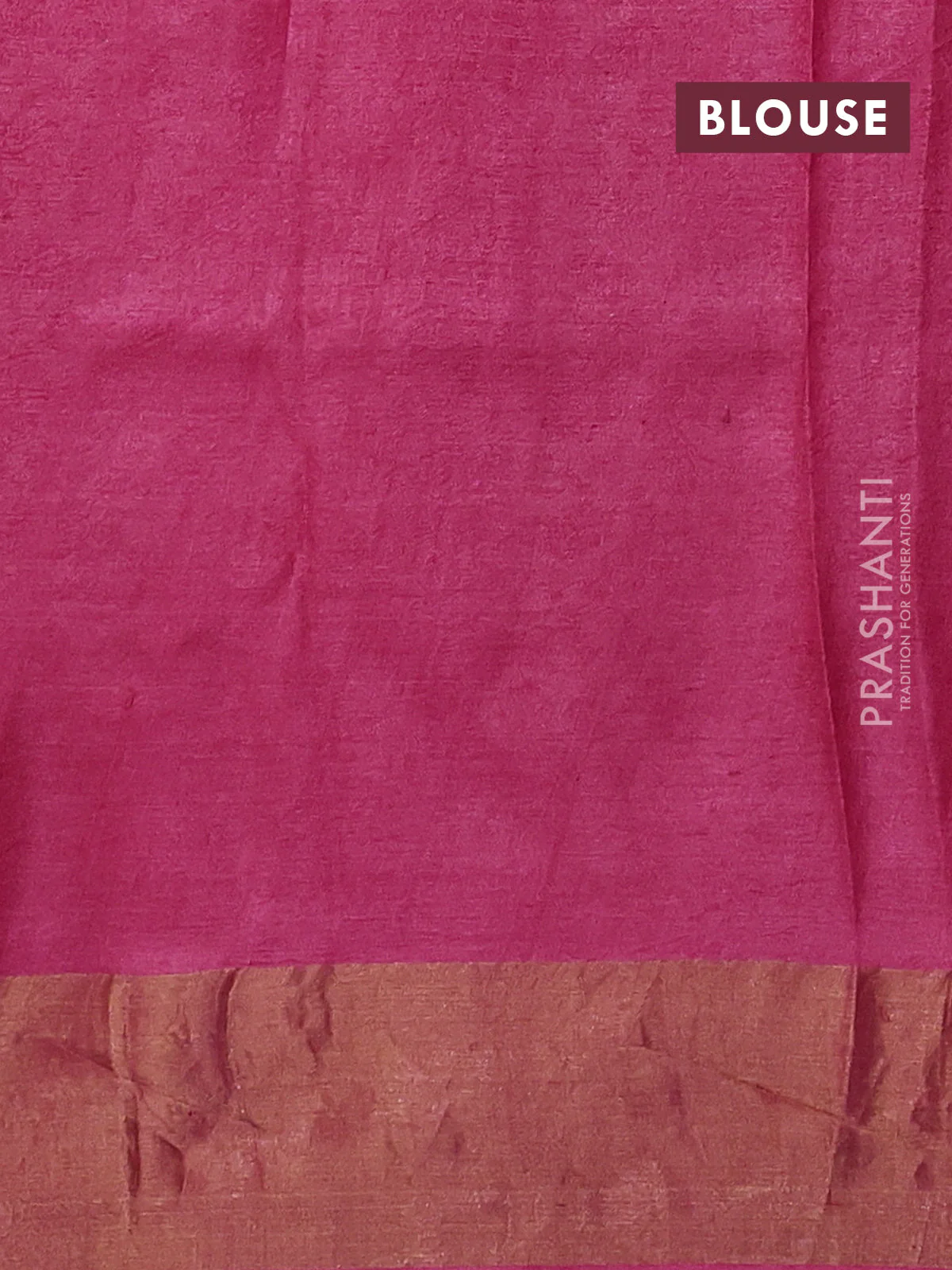 Pure tussar saree pink with allover geometric prints and zari woven border - Image 3