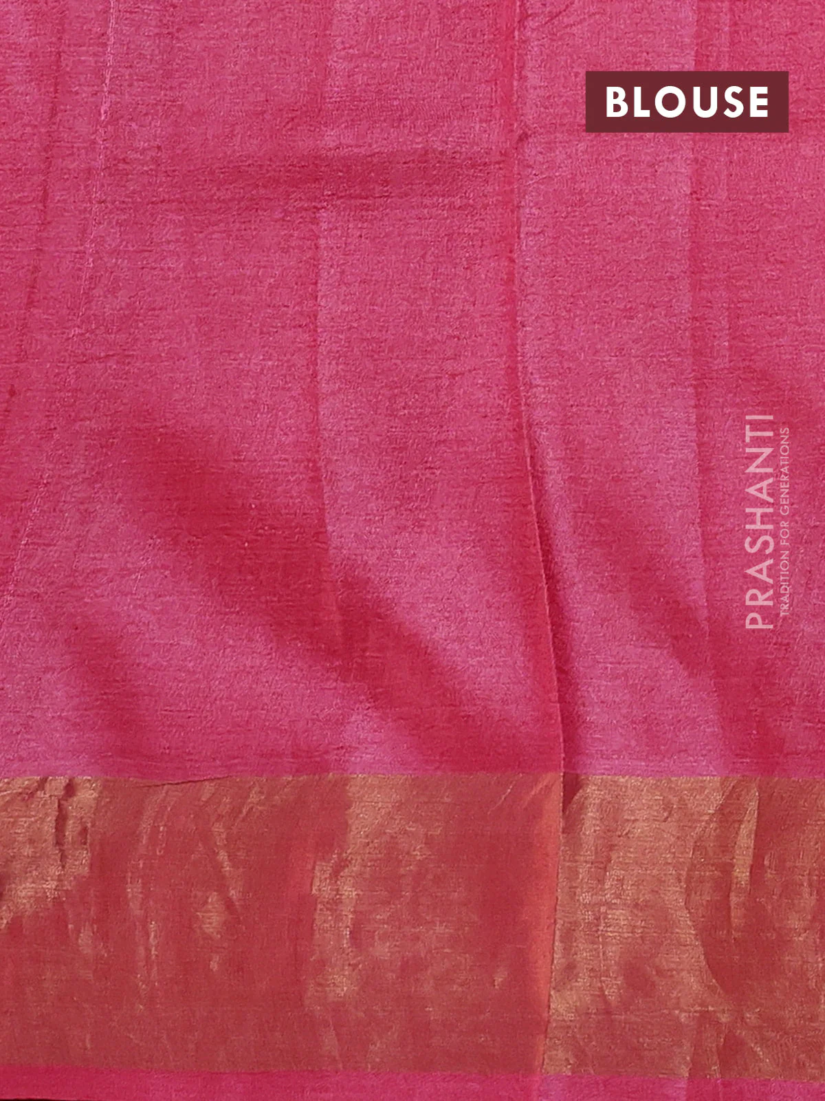 Pure tussar saree pink with allover prints and zari woven border - Image 3
