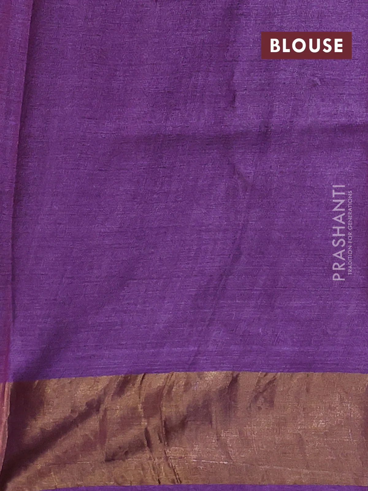 Pure tussar saree purple shade with allover prints and zari woven border - Image 3