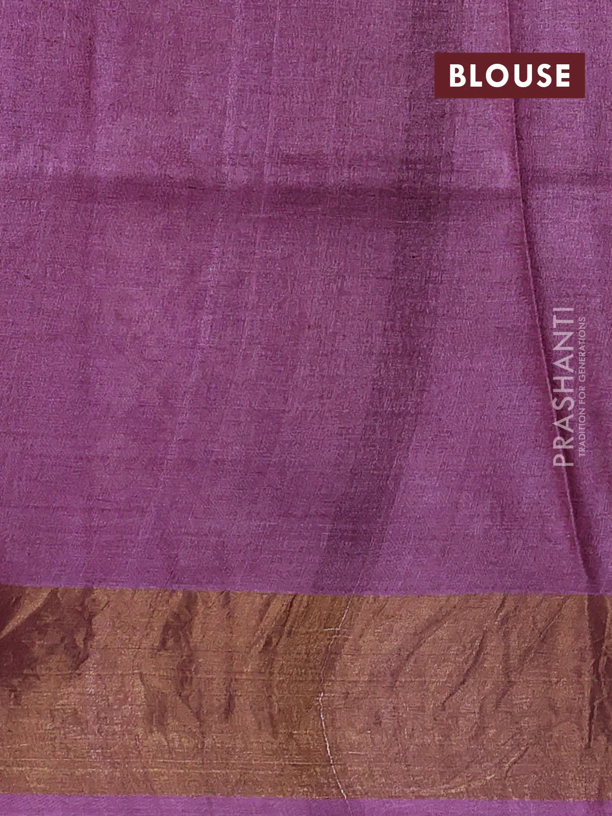 Pure tussar saree purple with allover geometric prints and zari woven border - Image 3
