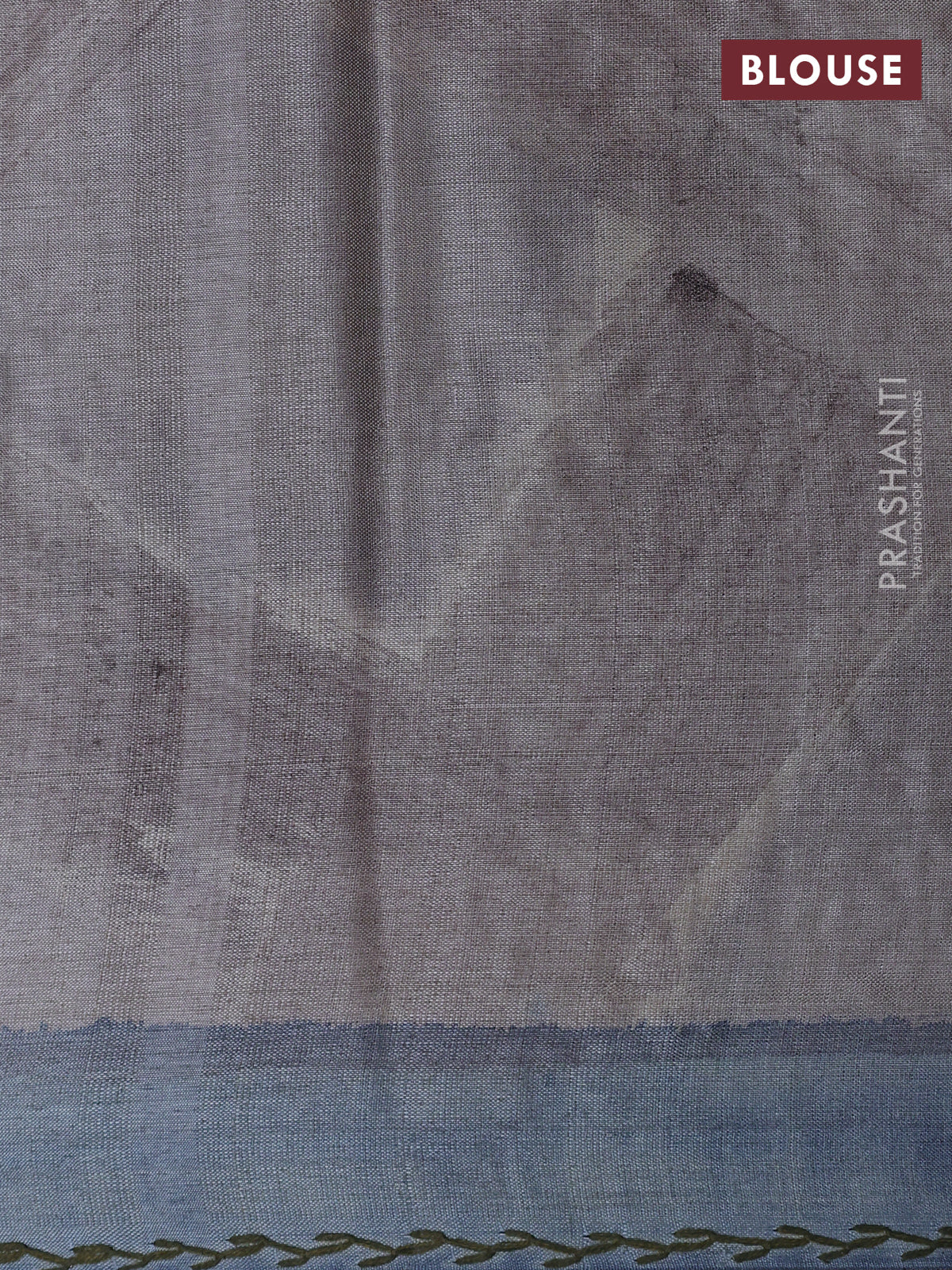 Pure tussar silk saree beige and grey with allover geometric prints and embroidery work pallu - Image 4