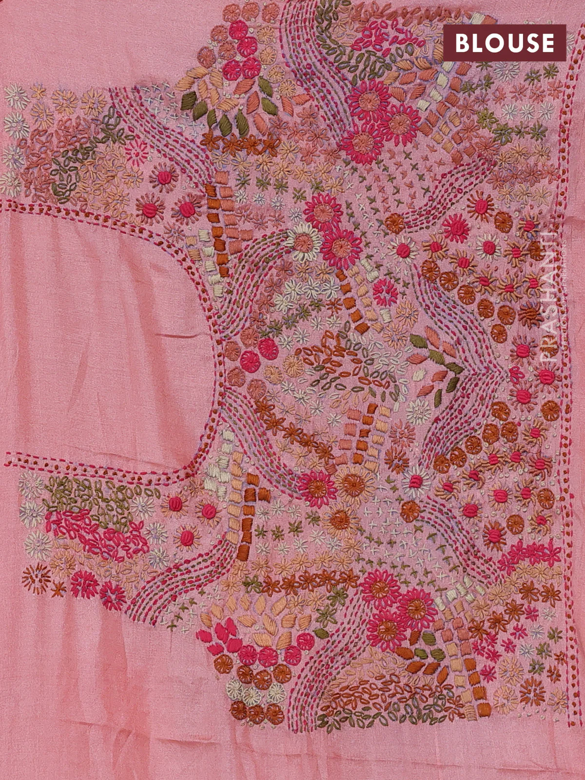 Pure tussar silk saree black and peach shade with allover zari checks and zari woven border - Image 3