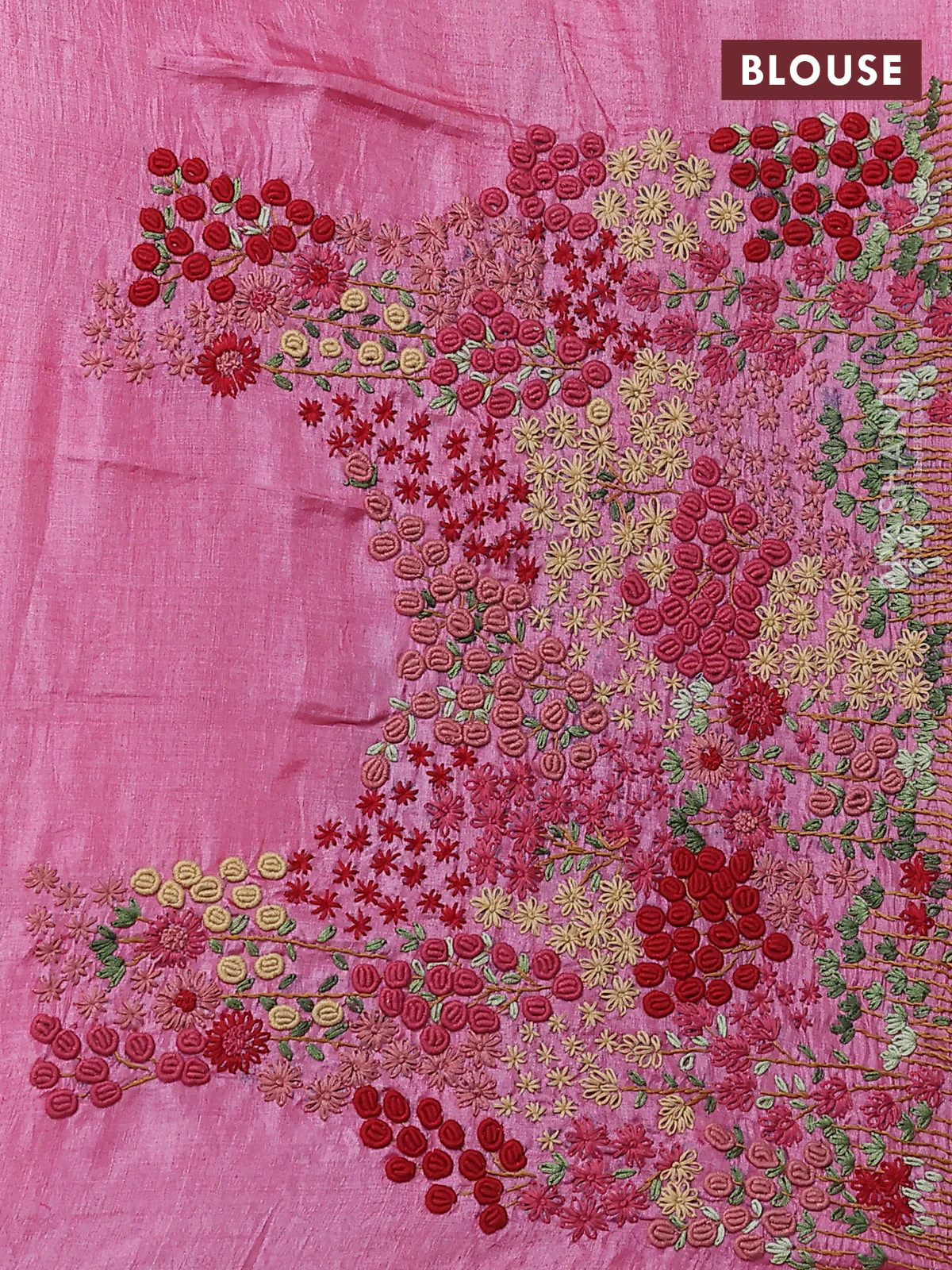 Pure tussar silk saree black and pink with allover zari checks and zari woven border - Image 3