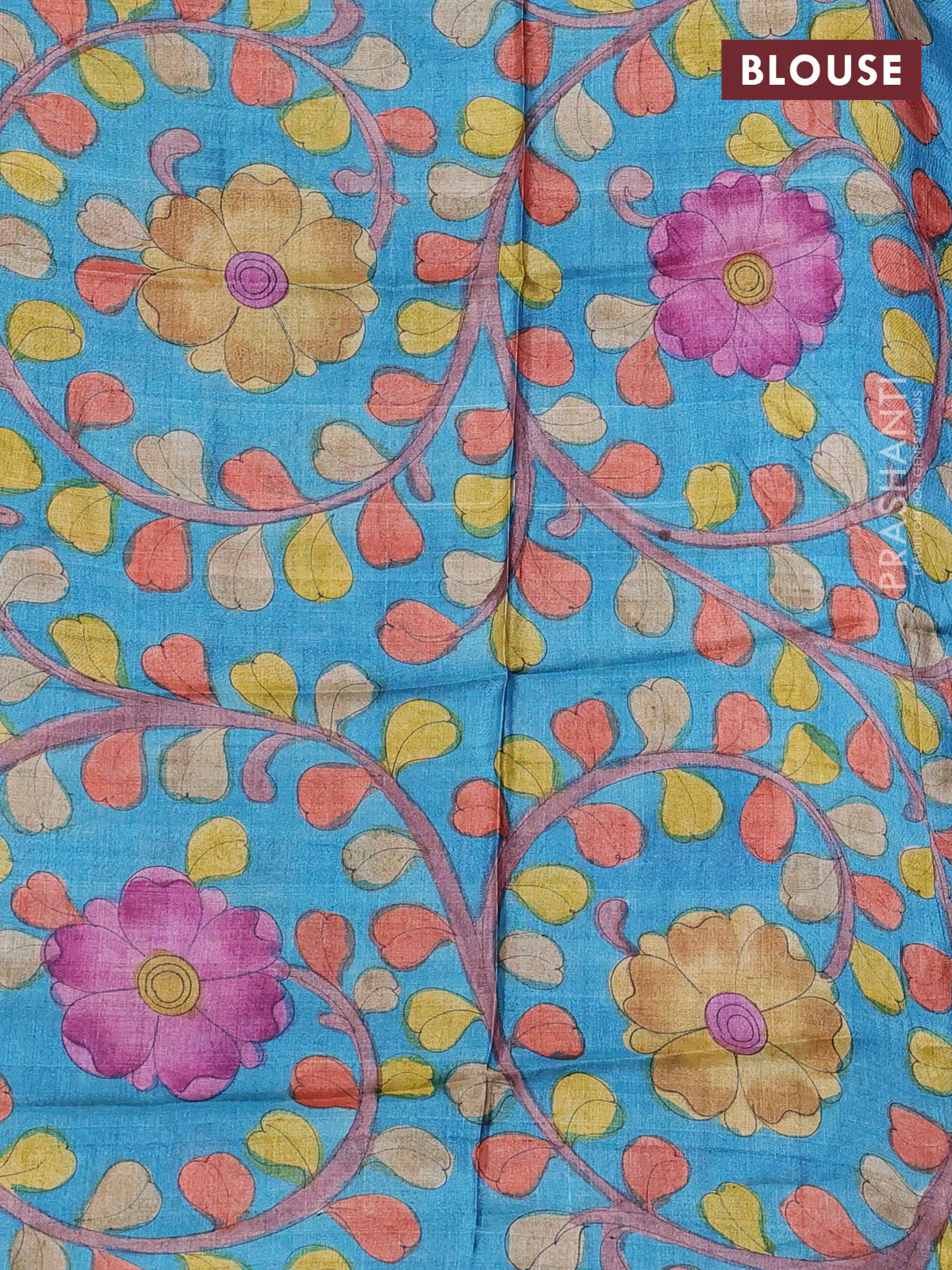 Pure tussar silk saree blue and cs blue with allover zari checked pattern and zari woven border - Image 3