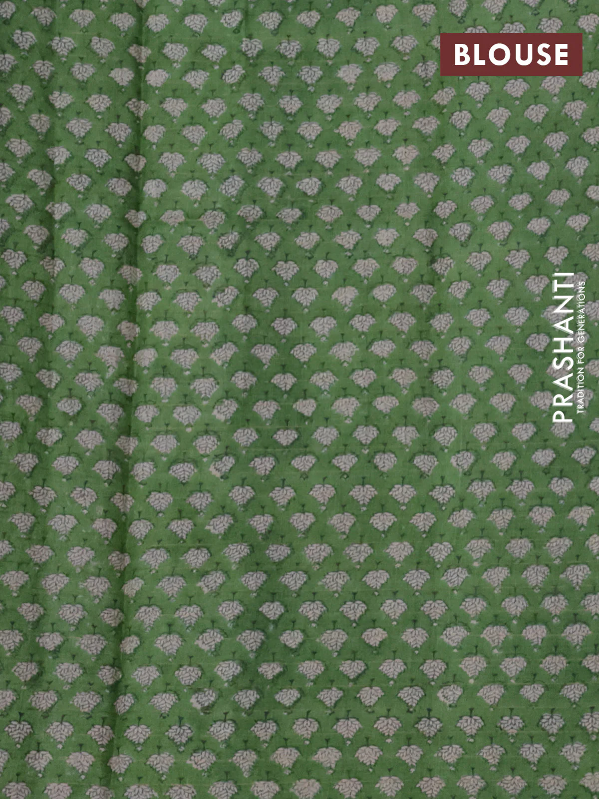 Pure tussar silk saree blue and green with allover zari checked pattern and printed border - Image 3