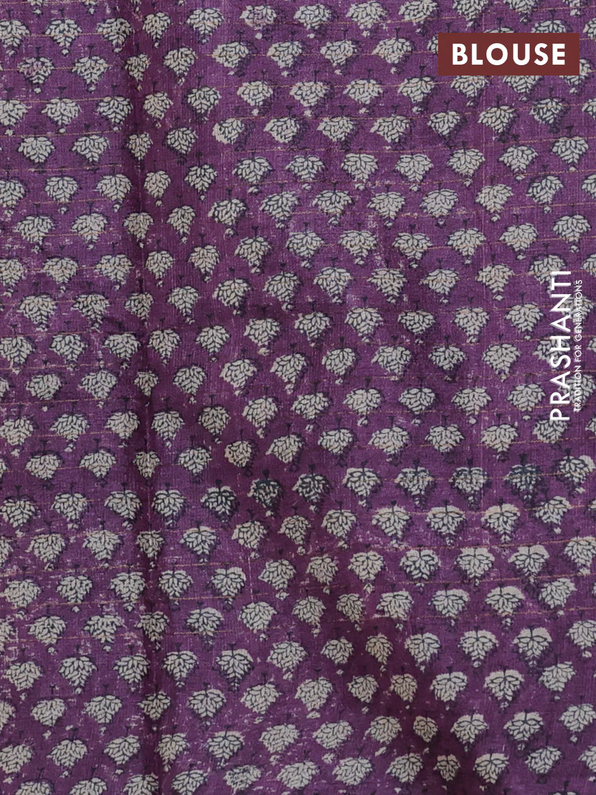 Pure tussar silk saree blue and purple shade with allover zari checked pattern and printed border - Image 3