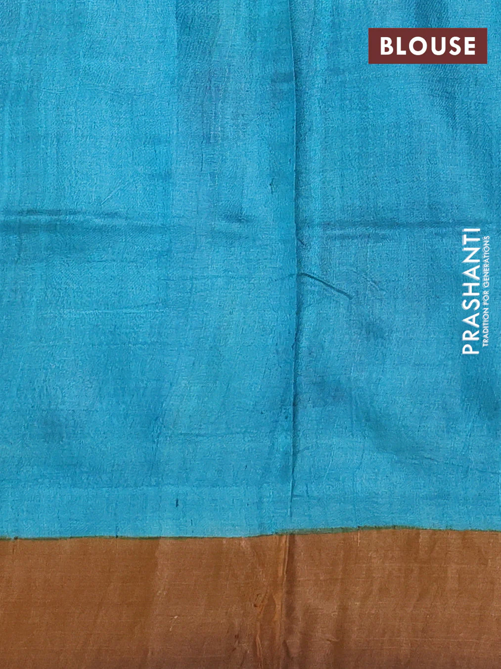 Pure tussar silk saree bluish grey and rust shade with allover hand painted prints and zari woven border - Image 3
