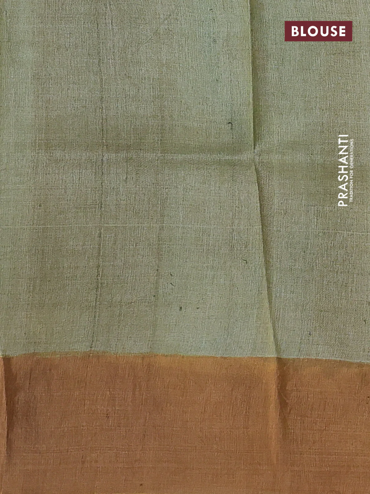 Pure tussar silk saree brown and mustard yellow green with allover kalamkari hand painted prints and zari woven border - Image 3