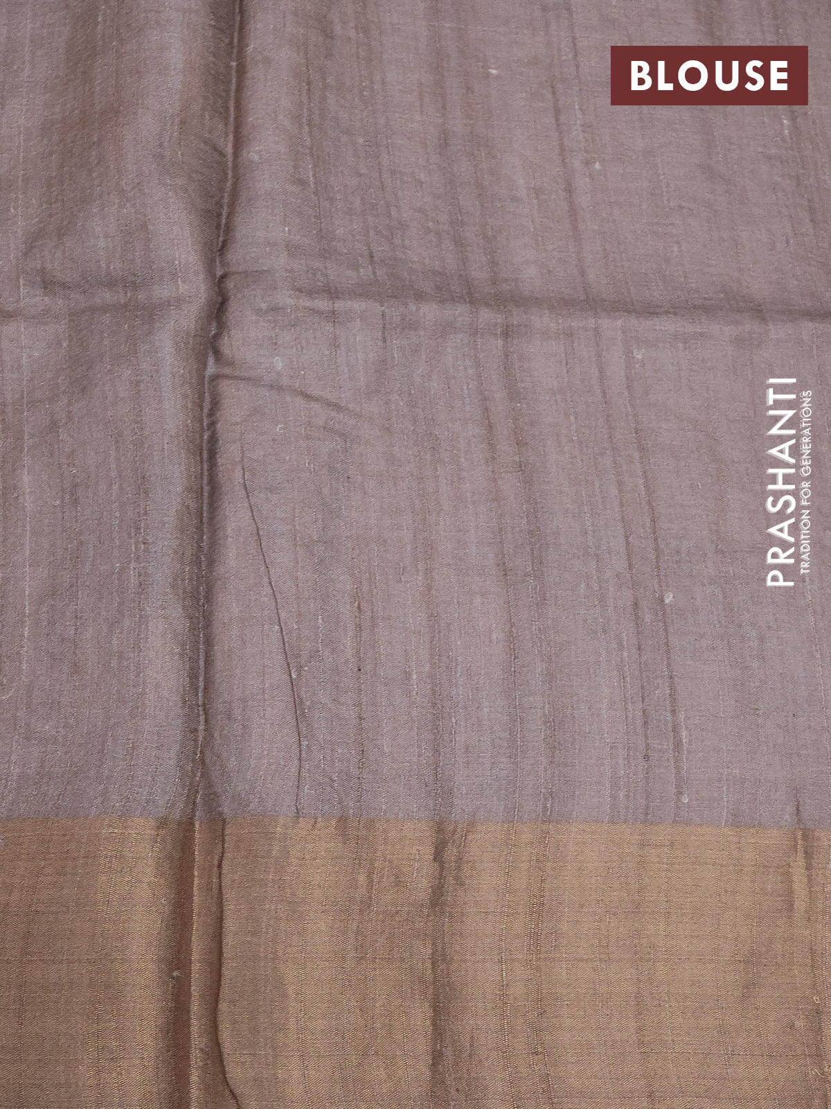 Pure tussar silk saree cream and brown shade with allover floral design pita work and zari woven border - Image 4