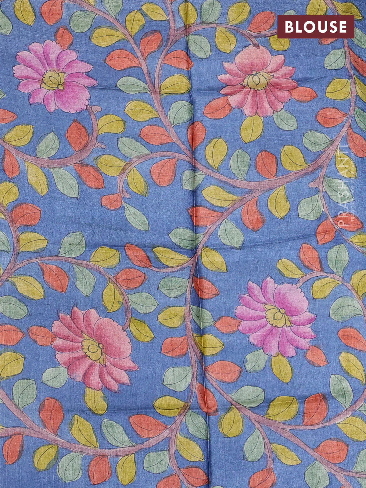 Pure tussar silk saree cs blue and bluish grey with allover zari checked pattern and zari woven border - Image 3