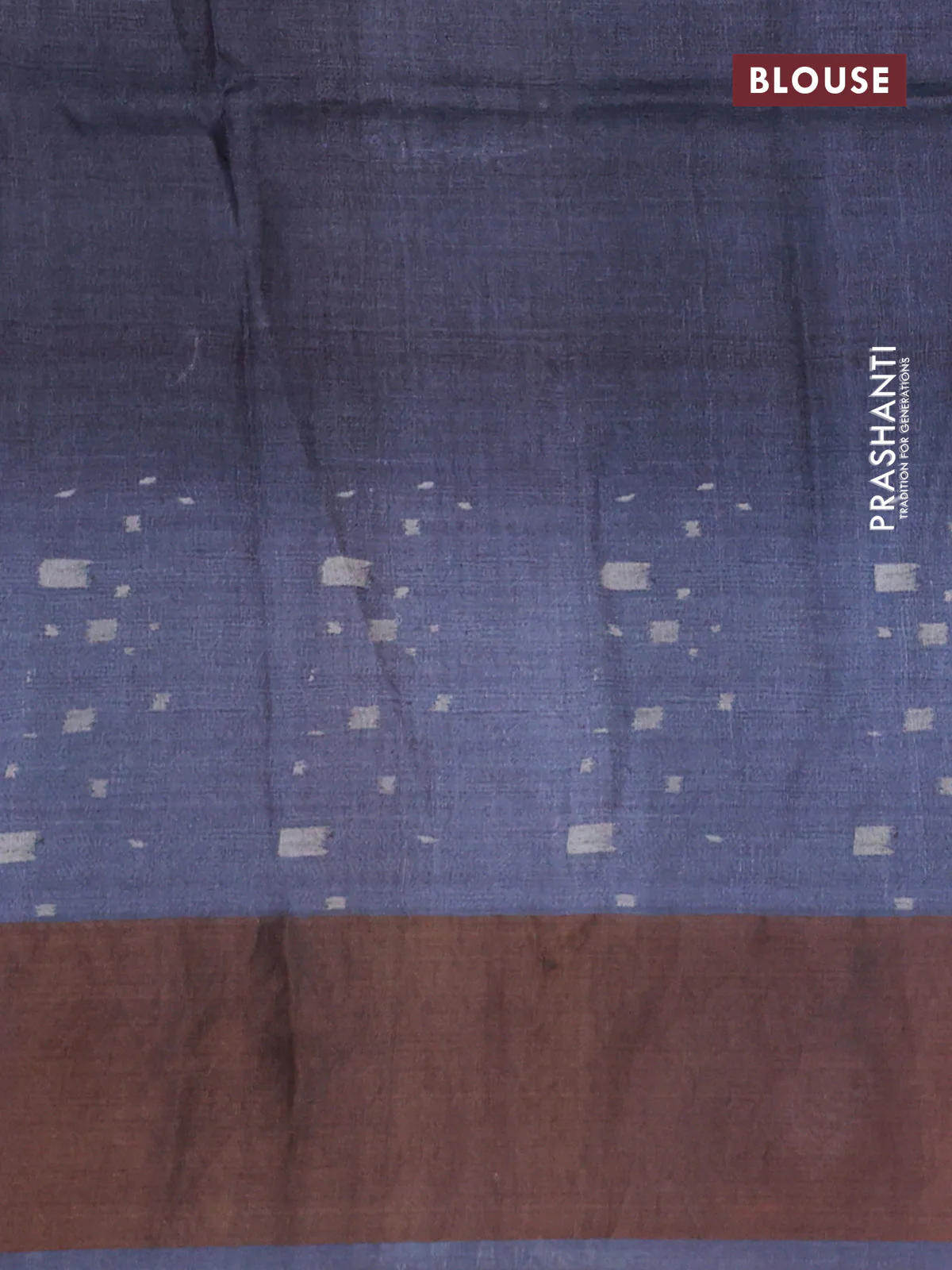 Pure tussar silk saree dark grey with allover digital prints and zari woven border - Image 3
