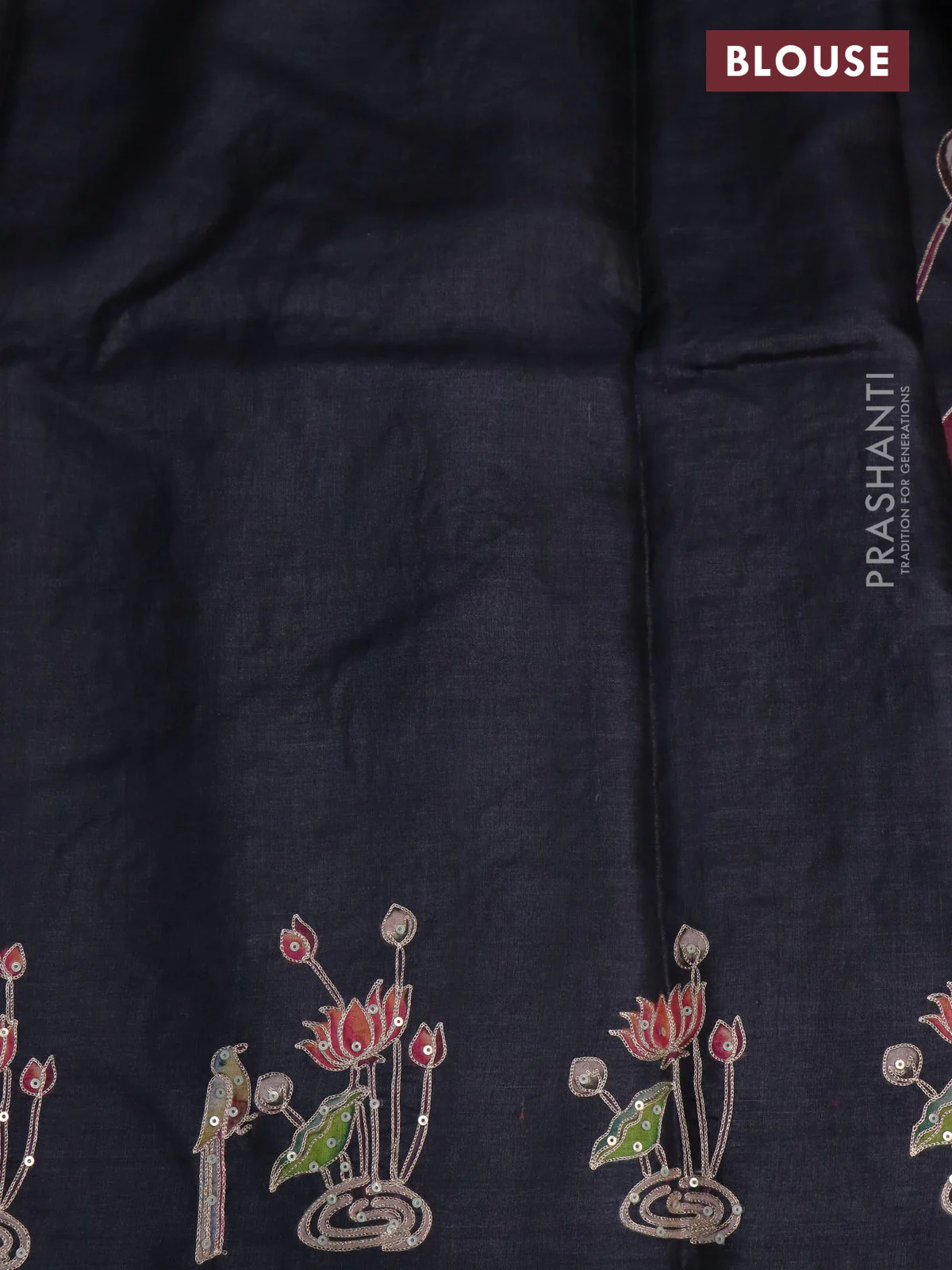 Pure tussar silk saree elephant grey with pichwai prints & pita work - Image 3
