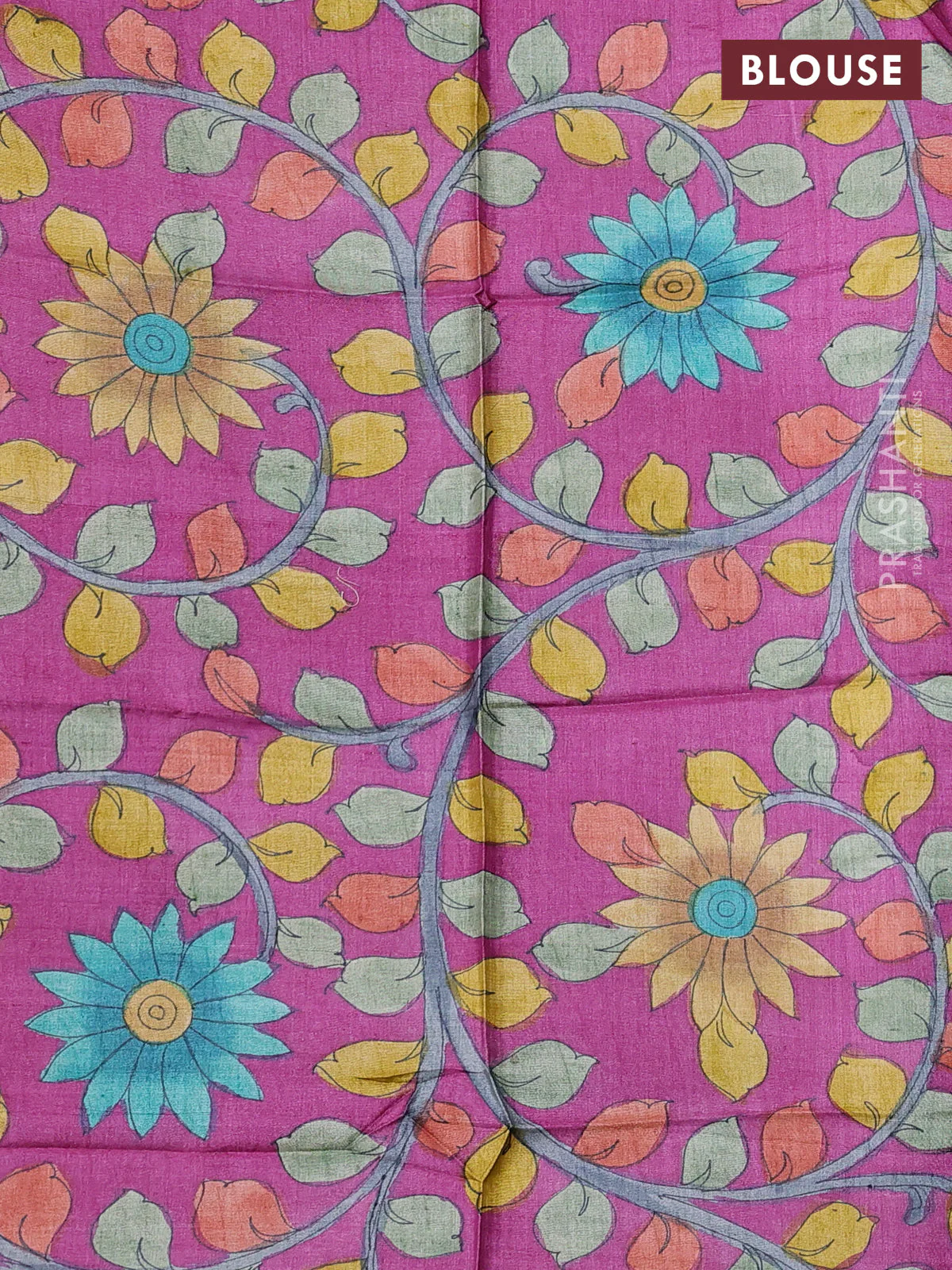 Pure tussar silk saree green and purple with allover zari checked pattern and zari woven border - Image 3