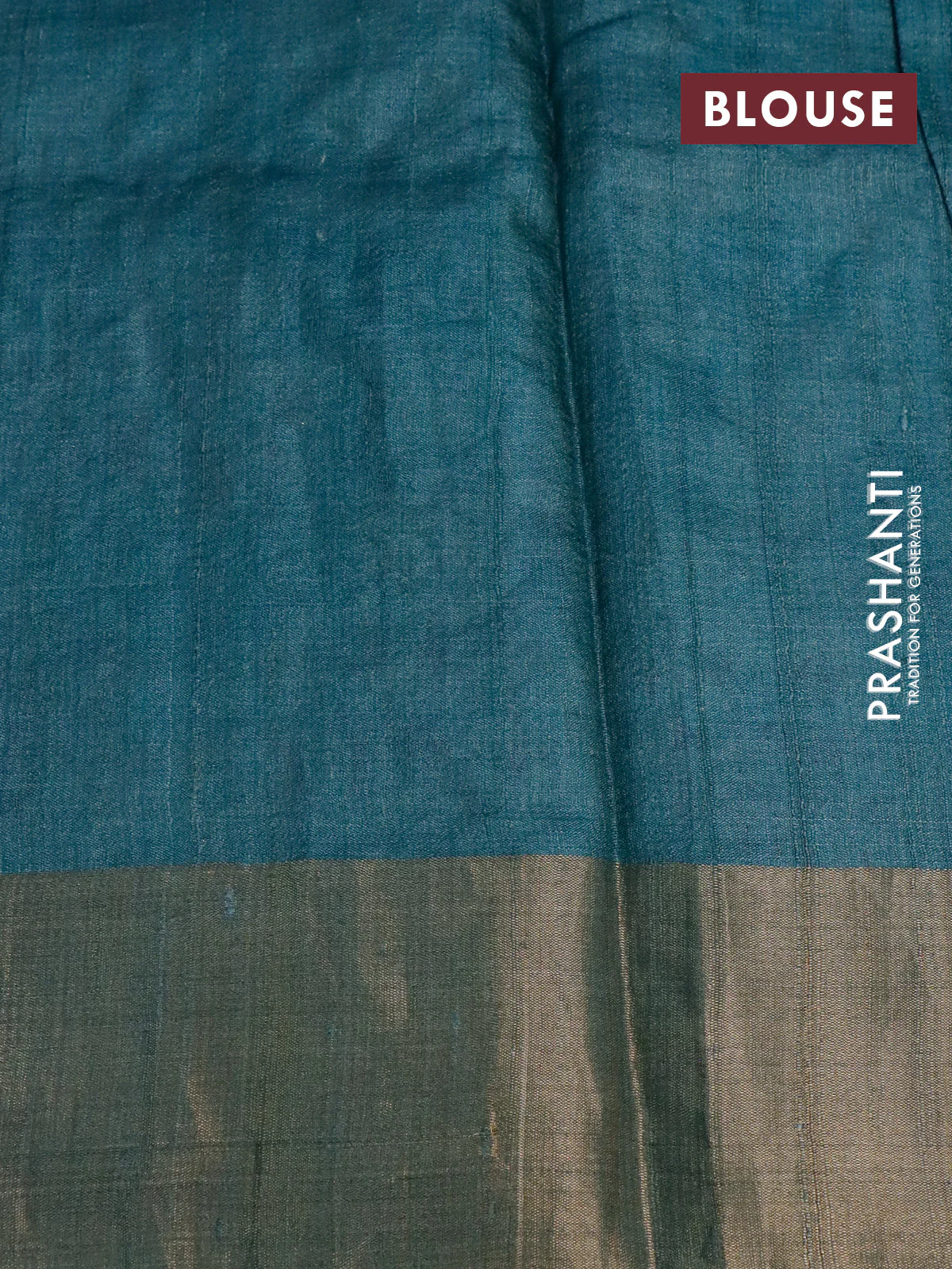 Pure tussar silk saree green shade with allover floral design pita work and zari woven border - Image 4