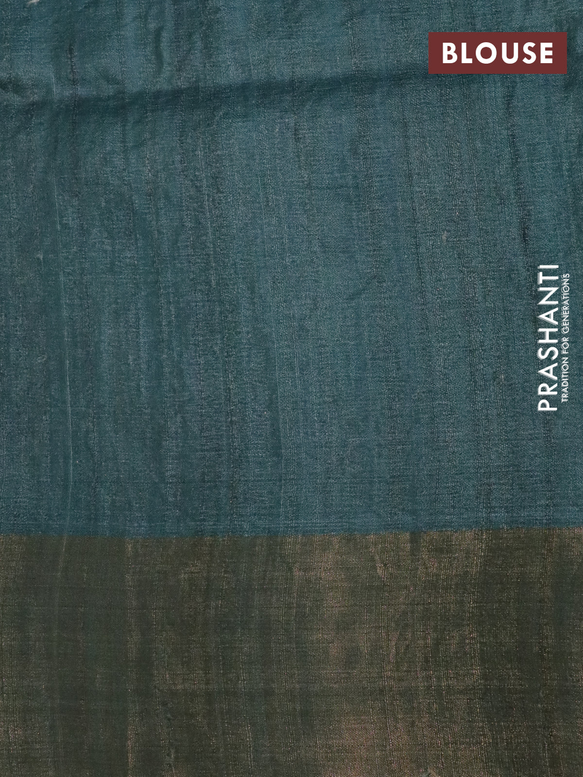 Pure tussar silk saree green shade with allover floral design pita work and zari woven border - Image 4