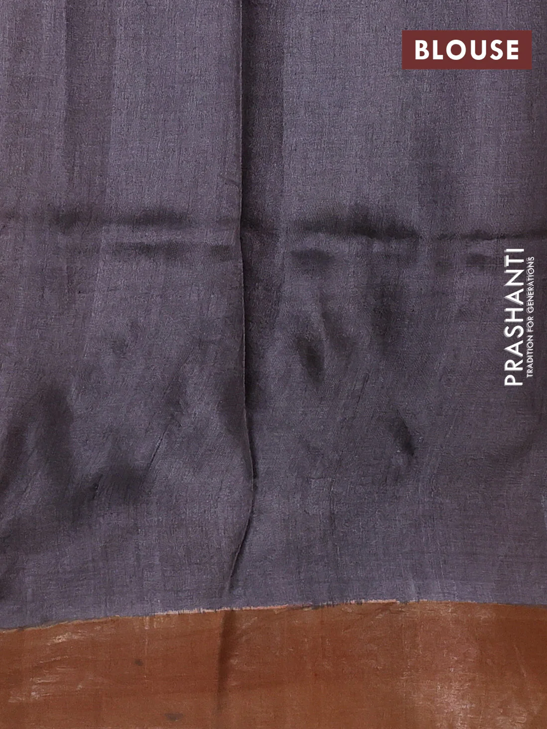 Pure tussar silk saree grey shade and peach shade with allover hand painted prints and zari woven border - Image 3
