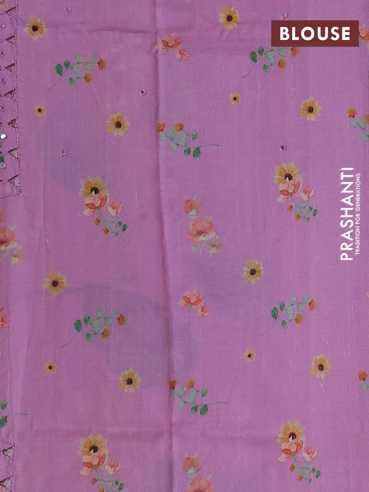Pure tussar silk saree lotus pink with floral digital prints and cut work border - Image 4