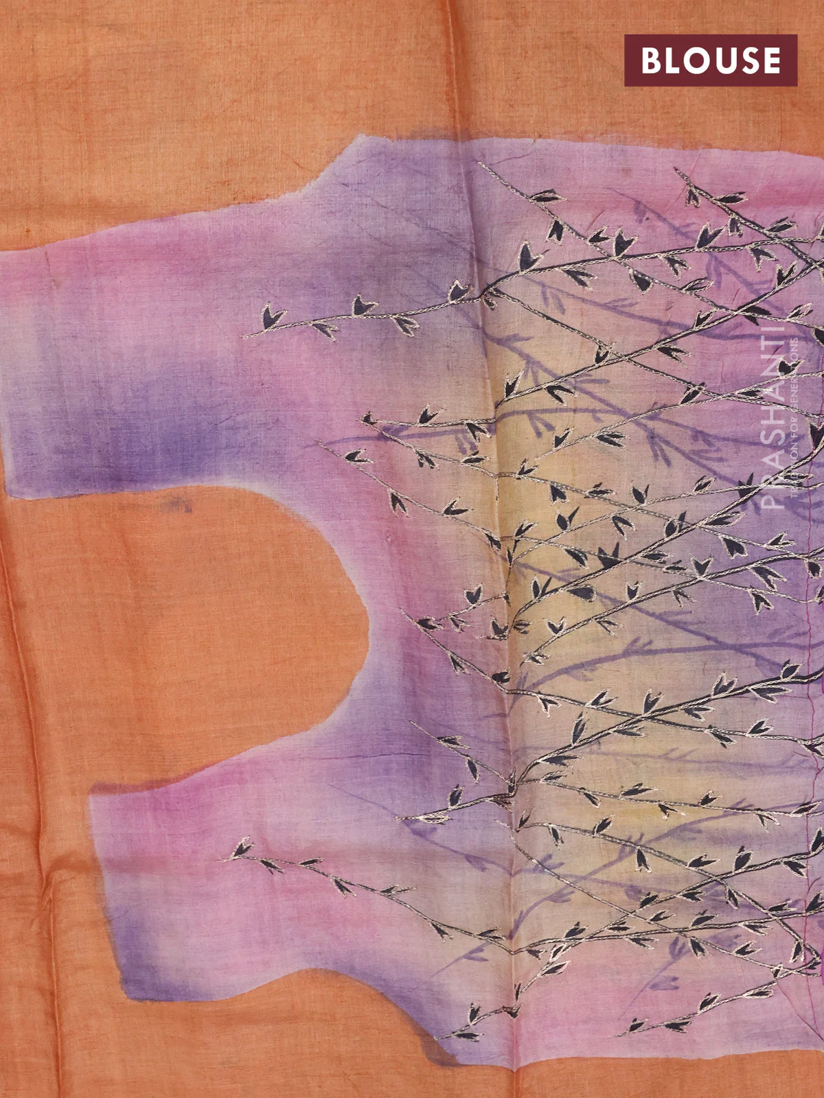 Pure tussar silk saree magenta pink and mild lavender with tie & dye prints and pita work pallu - Image 4