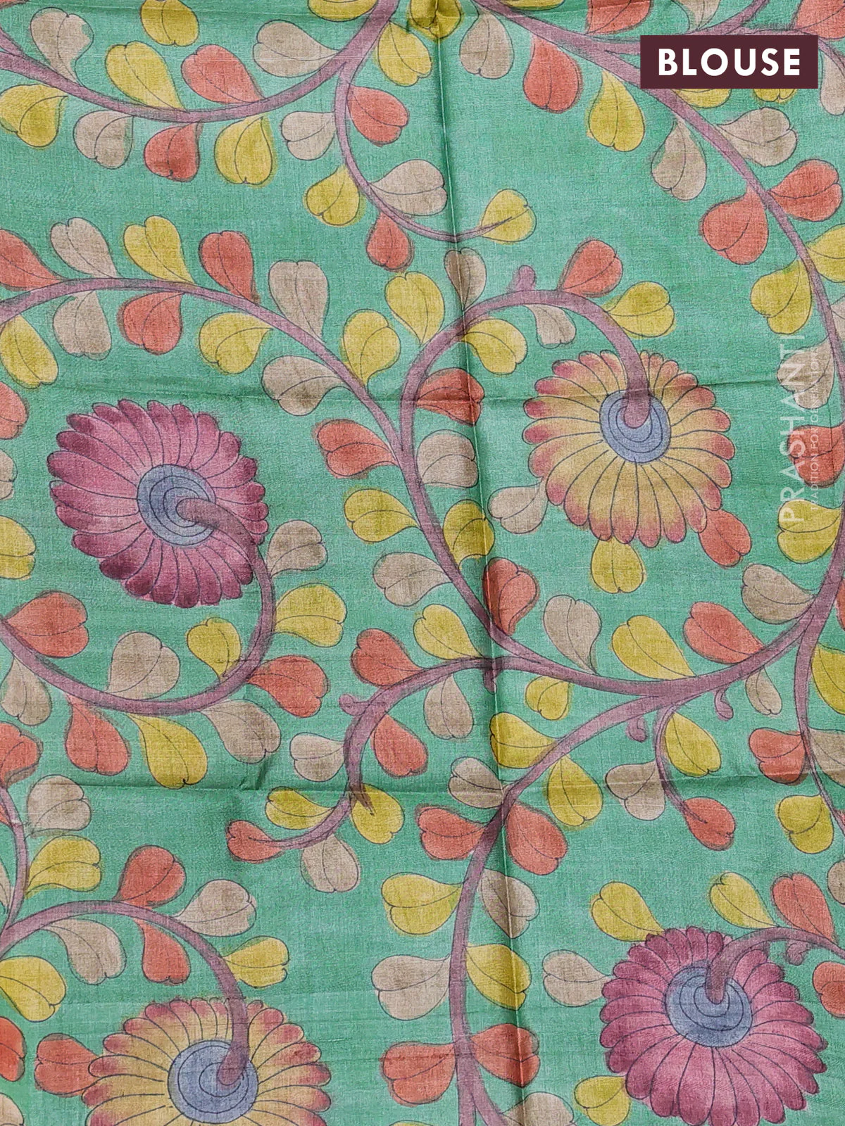 Pure tussar silk saree maroon and green with allover zari checked pattern and zari woven border - Image 3