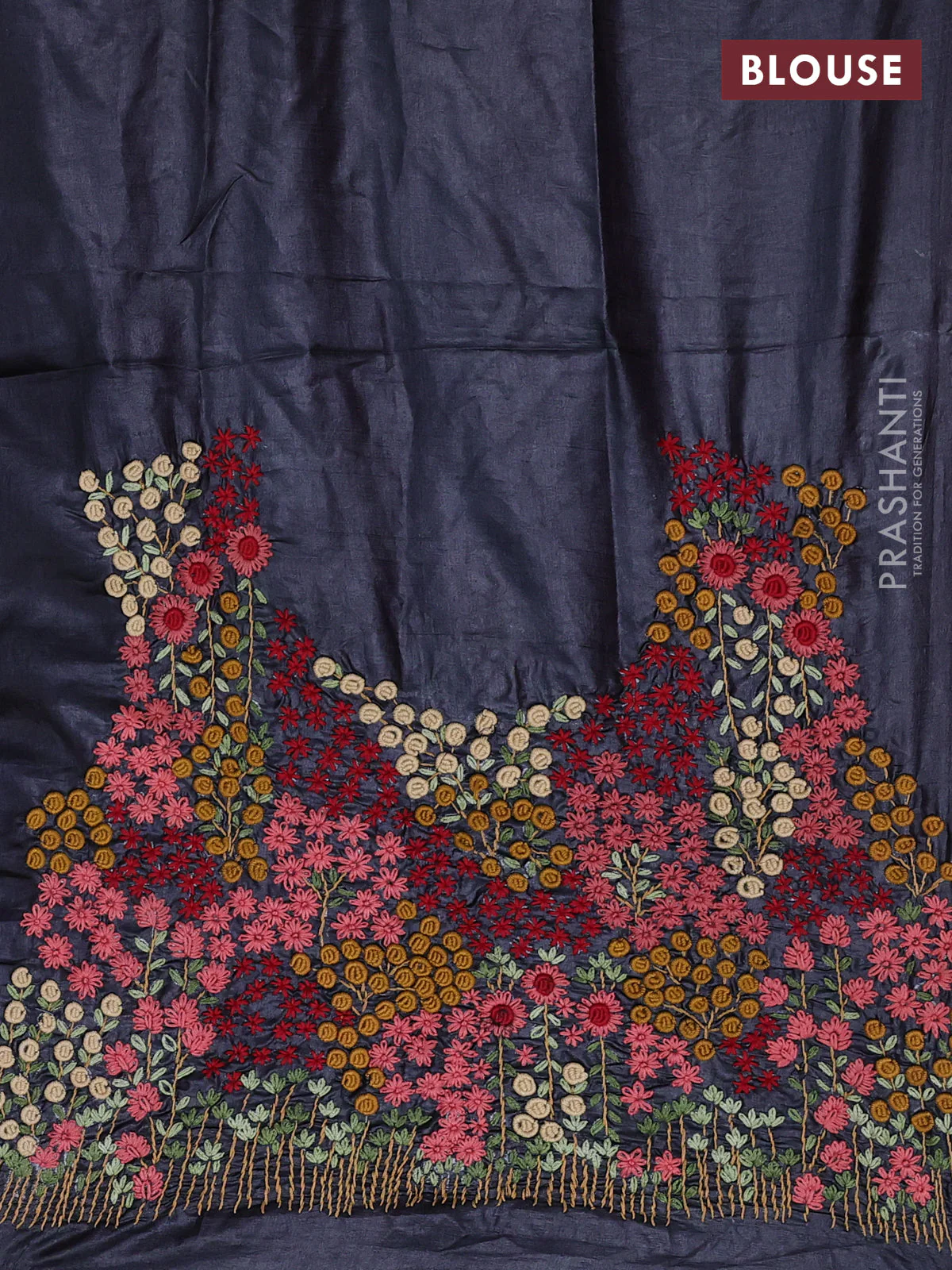 Pure tussar silk saree maroon and grey with allover zari checks and zari woven border - Image 3