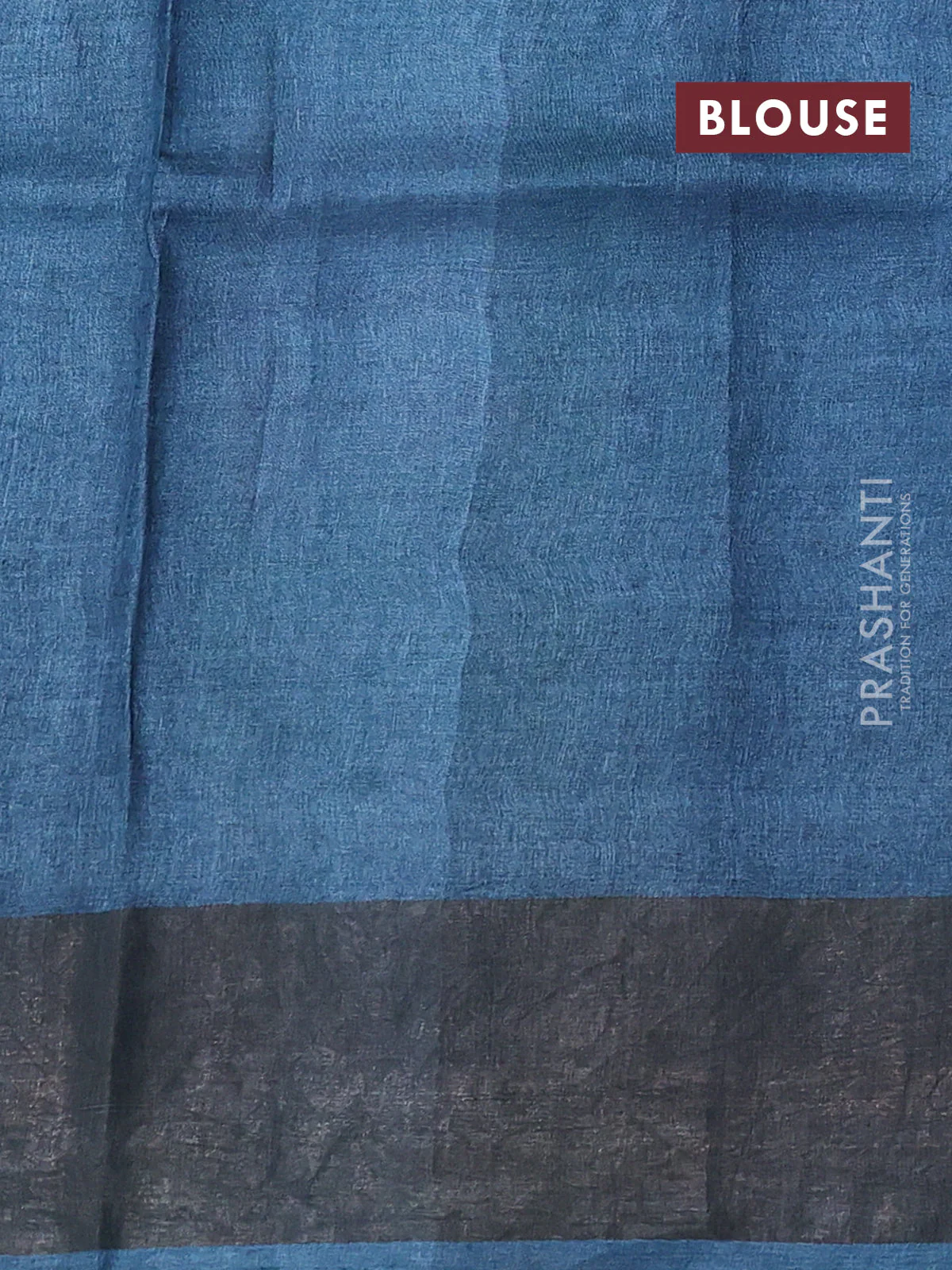 Pure tussar silk saree multi colour and bluish grey with allover hand painted prints and zari woven border - Image 3