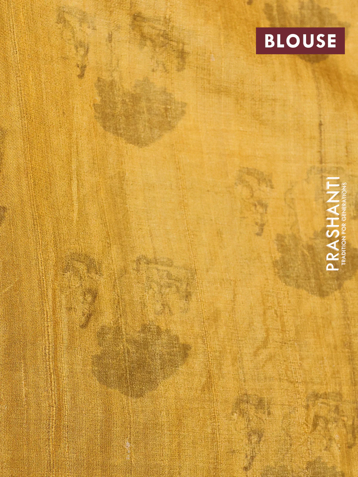 Pure tussar silk saree mustard yellow with allover digital pichwai prints & pita work and zari line border - Image 10