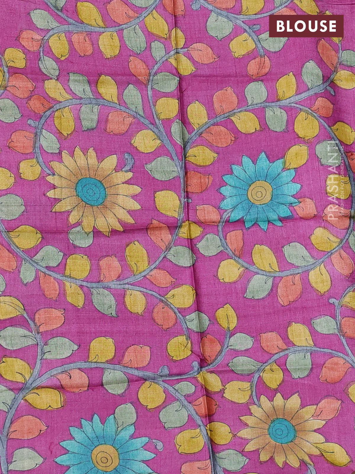 Pure tussar silk saree pastel green and magenta pink with allover zari checked pattern and zari woven border - Image 3