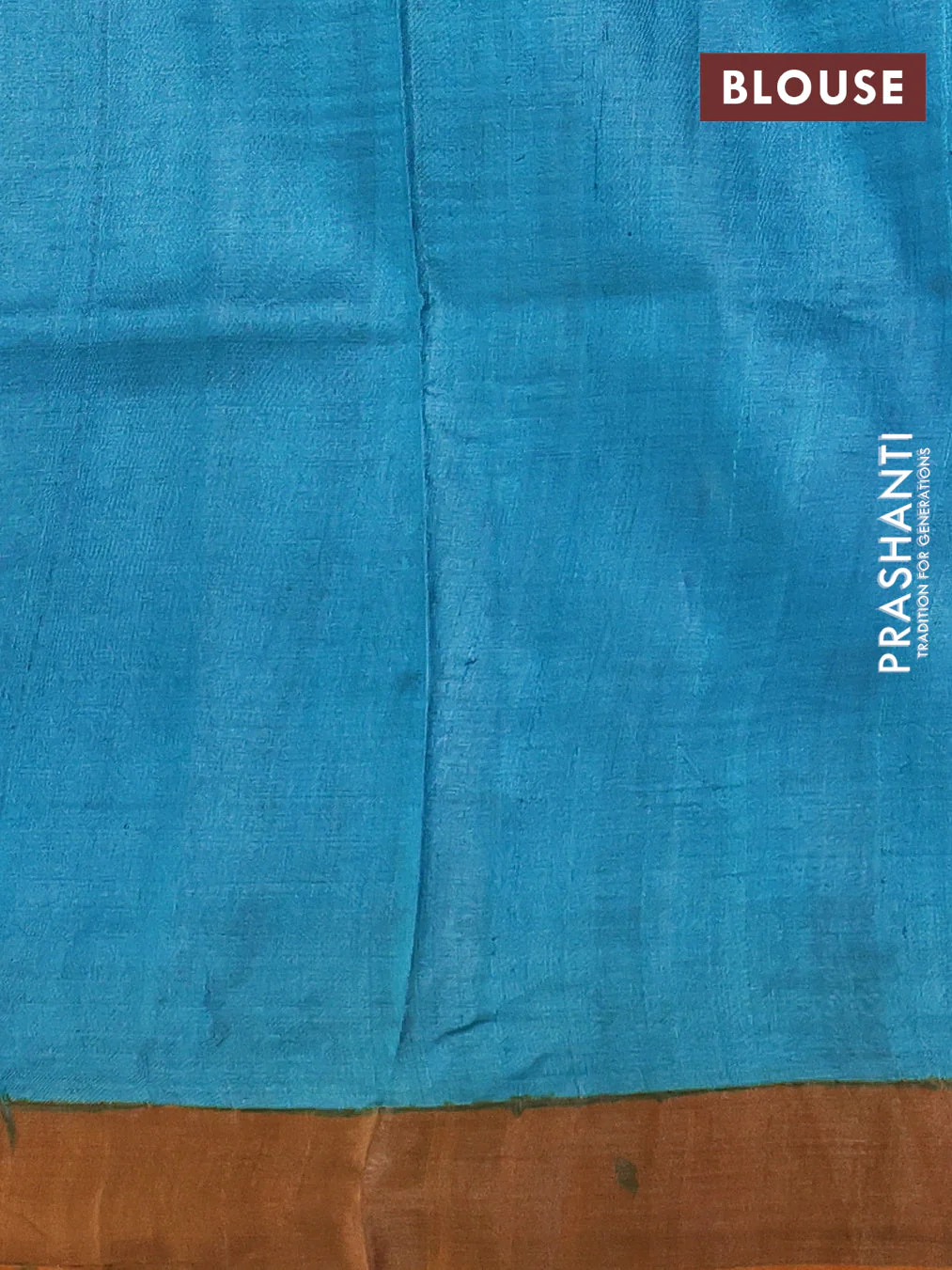 Pure tussar silk saree pastel green and orange with allover kalamkari hand painted prints and zari woven border - Image 3