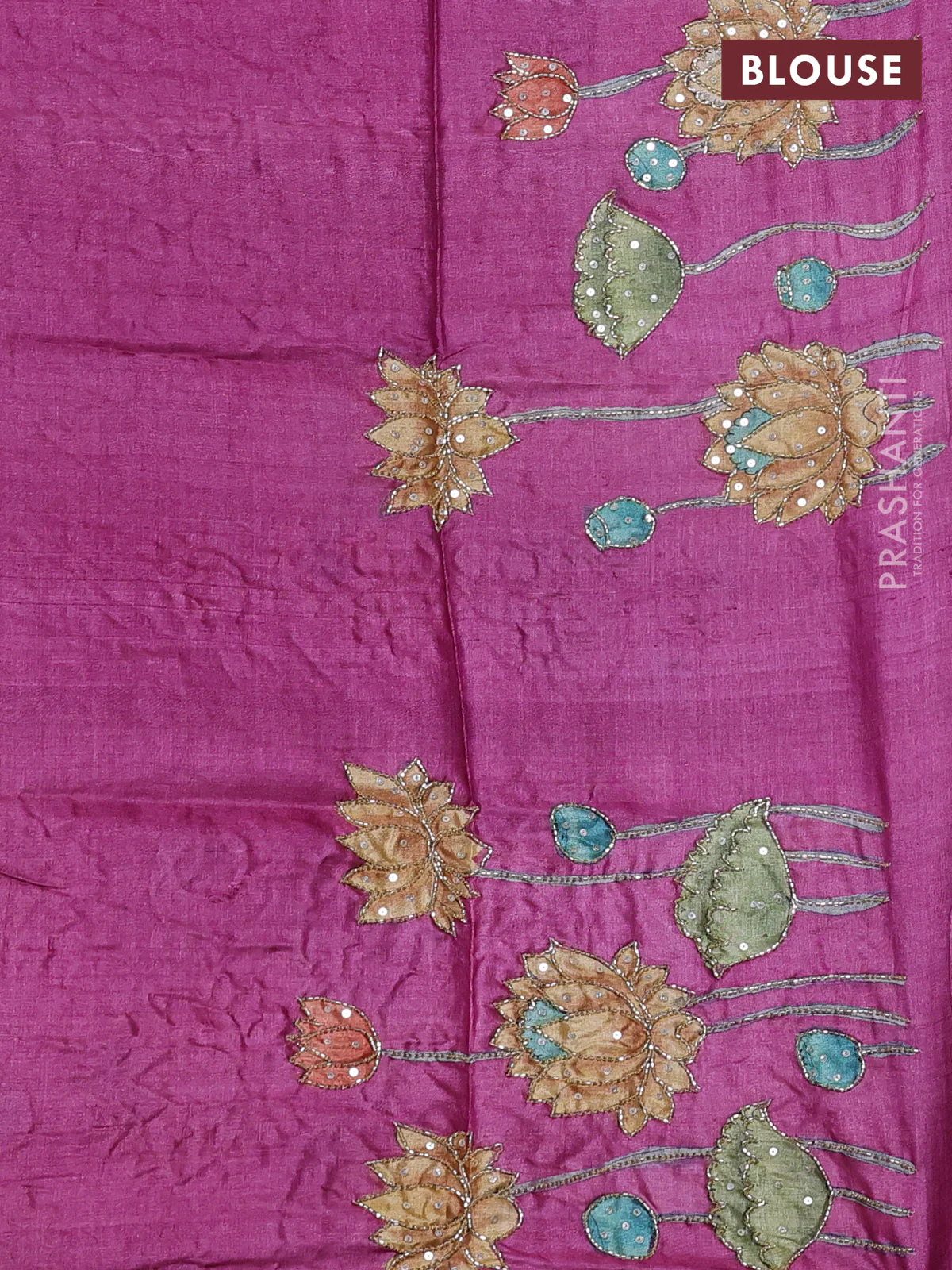 Pure tussar silk saree pastel green and purple shade with allover zari woven checked pattern and zari woven border - Image 3