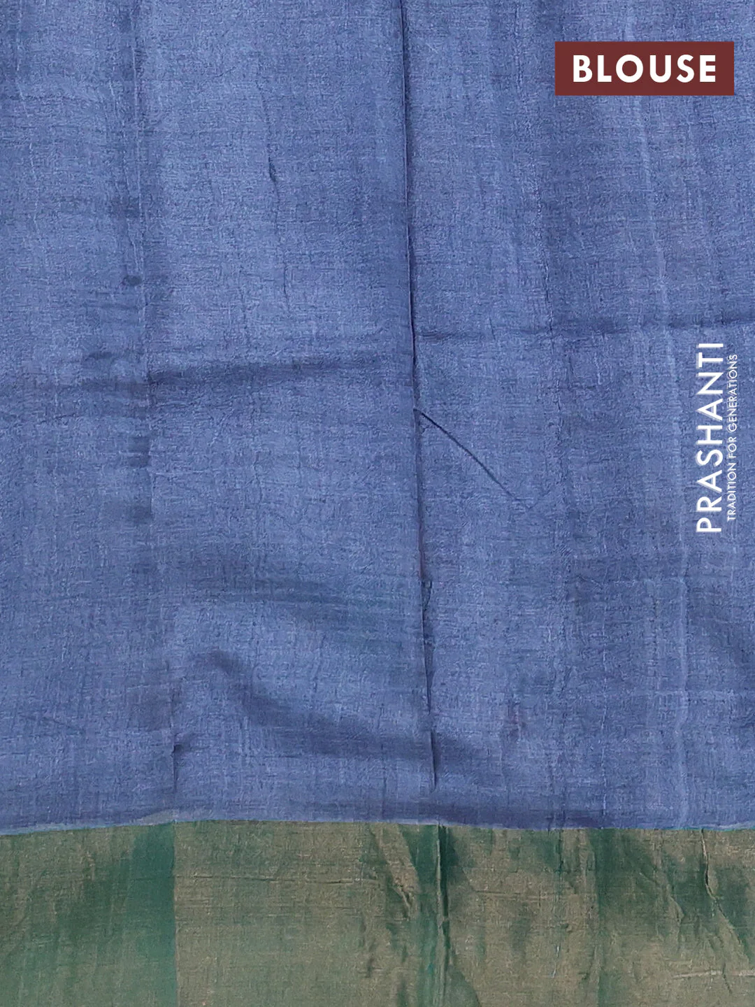 Pure tussar silk saree pastel green and teal green with allover kalamkari hand painted prints and zari woven border - Image 3
