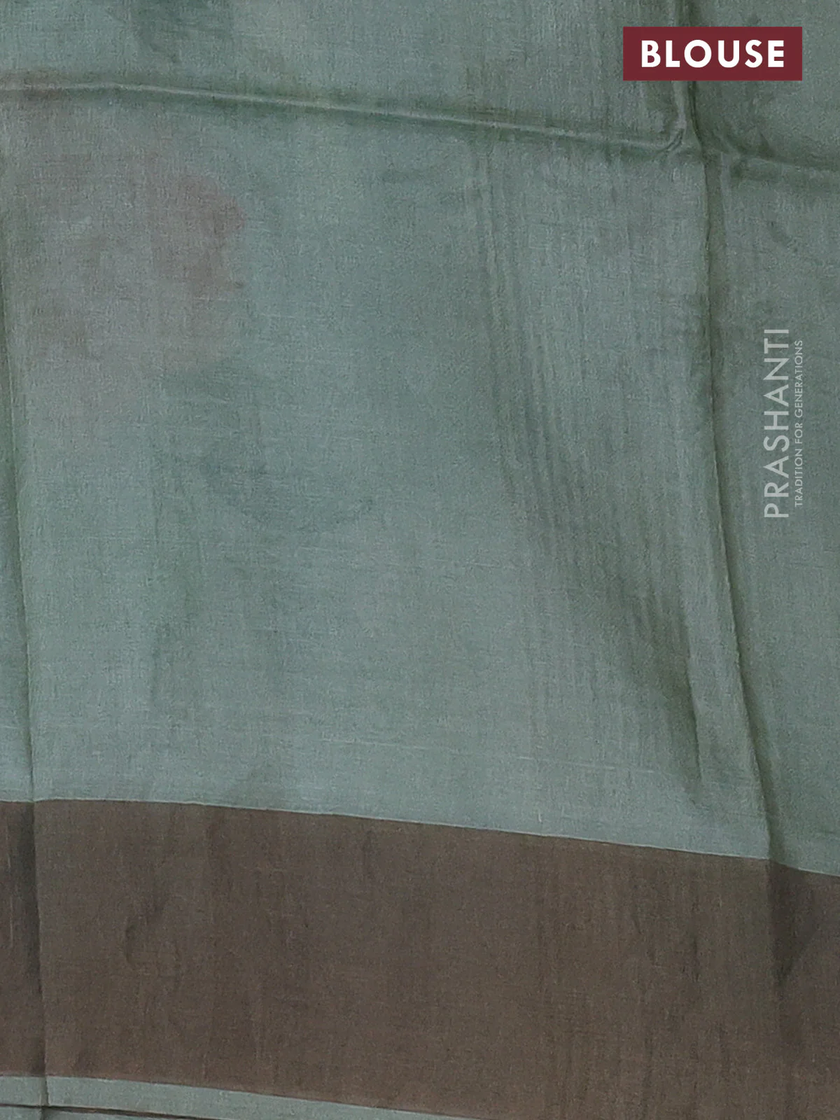 Pure tussar silk saree pastel green with floral digital prints and zari woven border - Image 3